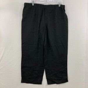 Comfy USA size XL Black 100% Linen Zipper Fly High Rise Cropped Pants